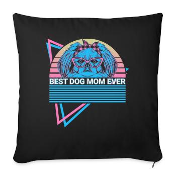 Pekinesen Mama Retro - Sofakissenbezug 45 x 45 cm - Schwarz - Vorne