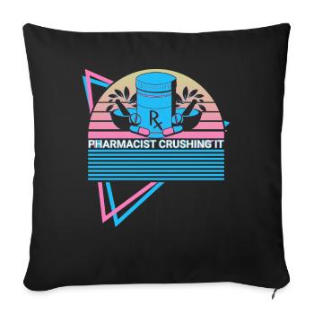 Pharmacist Crushing It Pharmacy Retro - Sofa pillowcase 17,3'' x 17,3'' (45 x 45 cm) - black - Front