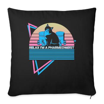 Pharmacien Pharmacie Chat Rétro - Housse de coussin décorative 45 x 45 cm - noir - Devant