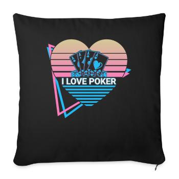 J’adore le poker rétro - Housse de coussin décorative 45 x 45 cm - noir - Devant
