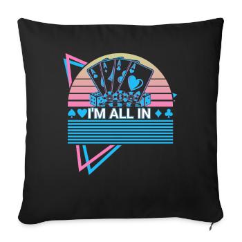 Joueur de poker Rétro - Housse de coussin décorative 45 x 45 cm - noir - Devant