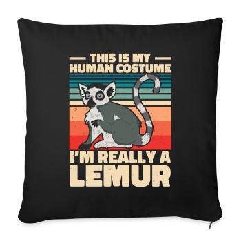 Lemur - Sofa pillowcase 17,3'' x 17,3'' (45 x 45 cm) - black - Front