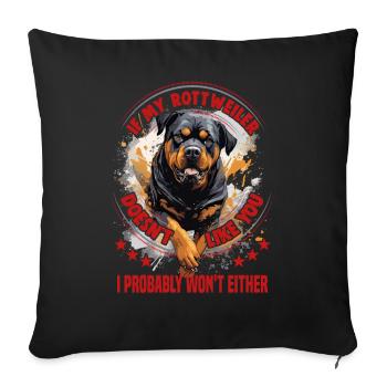 Chiens Rottweiler Amoureux des chiens - Housse de coussin décorative 45 x 45 cm - noir - Devant