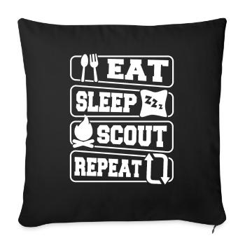 Pfadfinder Eat Sleep Scout Repeat - Sofakissenbezug 45 x 45 cm - Schwarz - Vorne
