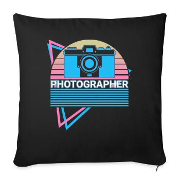 Kamera Fotografie Retro - Sofakissenbezug 45 x 45 cm - Schwarz - Vorne