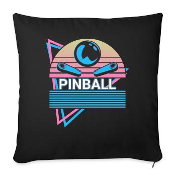 Pinball machine rétro - Housse de coussin décorative 45 x 45 cm - noir - Devant