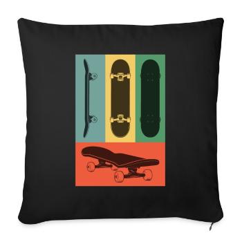 Skateboard Retro Skate Skater - Housse de coussin décorative 45 x 45 cm - noir - Devant