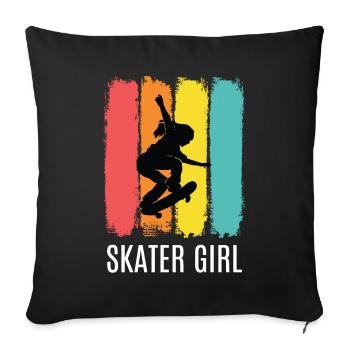 Skater Girl Skateboard Skater - Housse de coussin décorative 45 x 45 cm - noir - Devant