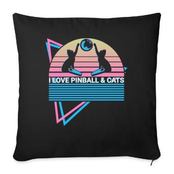 I love pinball machines & cats pinball machines - Sofa pillowcase 17,3'' x 17,3'' (45 x 45 cm) - black - Front