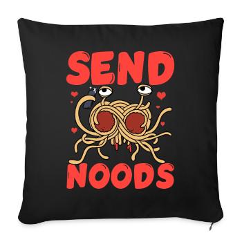 Fliegendes Spaghettimonster FSM Pastafarian - Sofakissenbezug 45 x 45 cm - Schwarz - Vorne