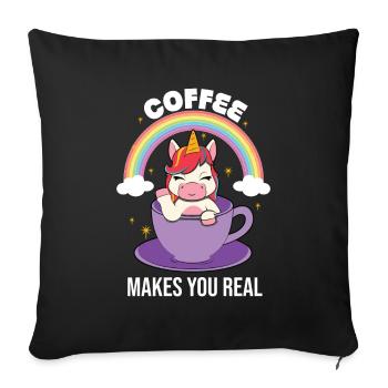 Coffee makes you real - Sofa pillowcase 17,3'' x 17,3'' (45 x 45 cm) - black - Front