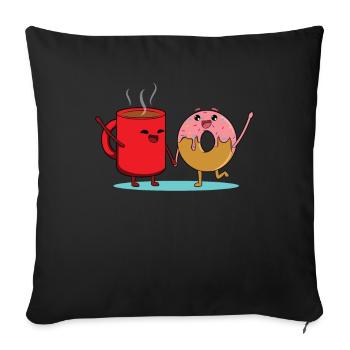 Coffee Love Donut - Sofa pillowcase 17,3'' x 17,3'' (45 x 45 cm) - black - Front