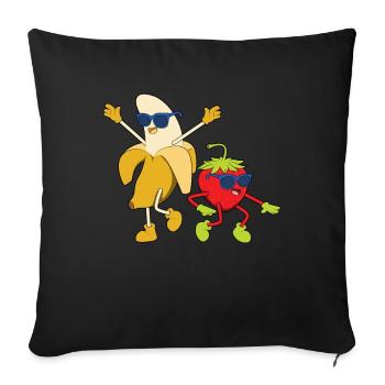 Banane-Erdbeere Sommer - Sofakissenbezug 45 x 45 cm - Schwarz - Vorne