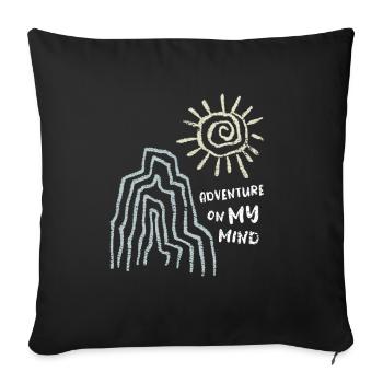 L’aventure en tête - Randonnée - Voyage - Cadeau - Housse de coussin décorative 45 x 45 cm - noir - Devant