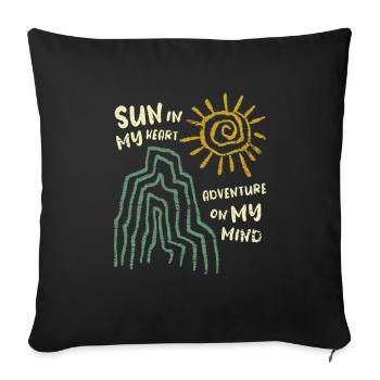 Sun in the Heart - Adventure in Mind, Vintage Trip - Sofa pillowcase 17,3'' x 17,3'' (45 x 45 cm) - black - Front