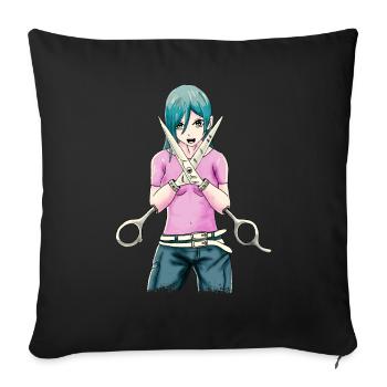Bizarro Fiction Esthétique Weirdcore Anime Girl - Housse de coussin décorative 45 x 45 cm - noir - Devant