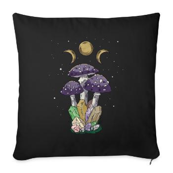 Cottagecore Aesthetic Mushroom Witchy Hippie - Sofa pillowcase 17,3'' x 17,3'' (45 x 45 cm) - black - Front