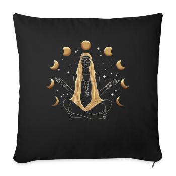 Hippie Médiation Fille Lune Phases Esthétique - Housse de coussin décorative 45 x 45 cm - noir - Devant
