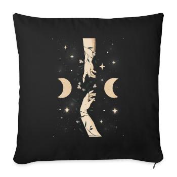 Witchy Creation of Adam Bohemian Celestial - Sofa pillowcase 17,3'' x 17,3'' (45 x 45 cm) - black - Front