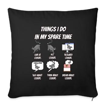 Lémurien - Housse de coussin décorative 45 x 45 cm - noir - Devant