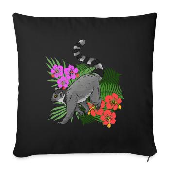 Fleurs de lémuriens - Housse de coussin décorative 45 x 45 cm - noir - Devant