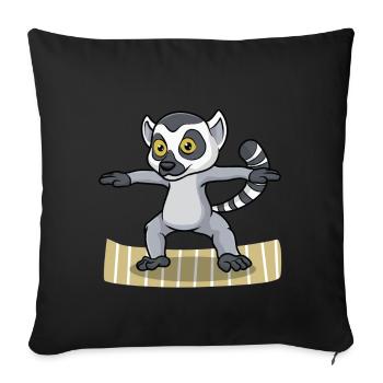 Yoga des lémuriens - Housse de coussin décorative 45 x 45 cm - noir - Devant