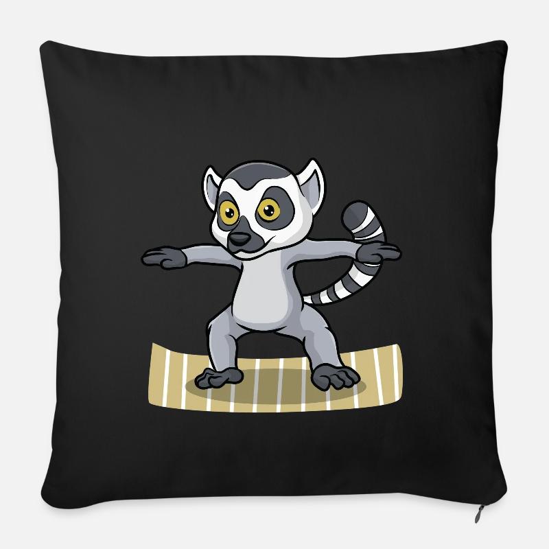 Lemur Yoga - Sofakissenbezug 45 x 45 cm - Schwarz