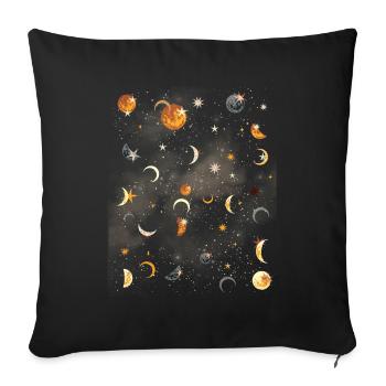 Celestial Aesthetics Moon Star Pattern - Sofa pillowcase 17,3'' x 17,3'' (45 x 45 cm) - black - Front