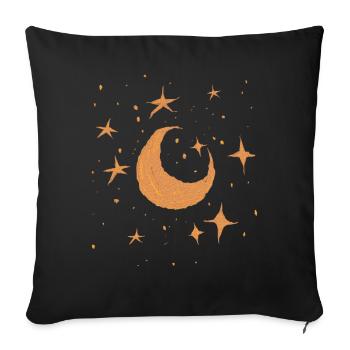 Celestial Witchy Vintage Halbmond Sterne - Sofakissenbezug 45 x 45 cm - Schwarz - Vorne