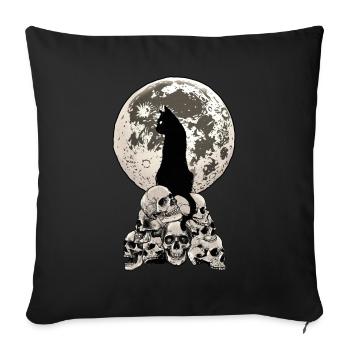 Whimsigoth Halloween Cat Skull Full Moon Gothic - Sofa pillowcase 17,3'' x 17,3'' (45 x 45 cm) - black - Front