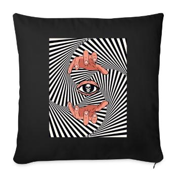 Weirdcore Ästhetische Optische Illusion Totenkopf - Sofakissenbezug 45 x 45 cm - Schwarz - Vorne