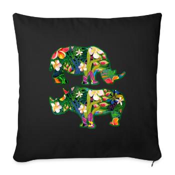 Rhinoceros - Sofa pillowcase 17,3'' x 17,3'' (45 x 45 cm) - black - Front