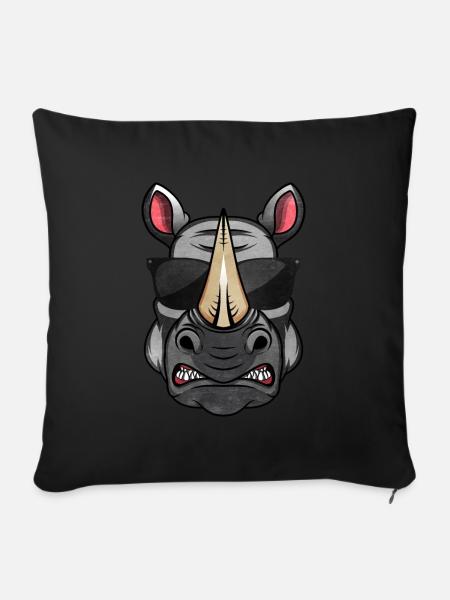 Nashorn - Sofakissenbezug 45 x 45 cm - Schwarz