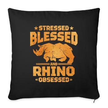 Rhinoceros - Sofa pillowcase 17,3'' x 17,3'' (45 x 45 cm) - black - Front