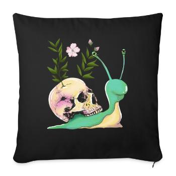 Dark Cottagecore Aesthetic Kawaii Snails - Sofa pillowcase 17,3'' x 17,3'' (45 x 45 cm) - black - Front