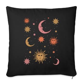 Whimsigoth Aesthetic Hippie Heavenly Vintage - Sofa pillowcase 17,3'' x 17,3'' (45 x 45 cm) - black - Front
