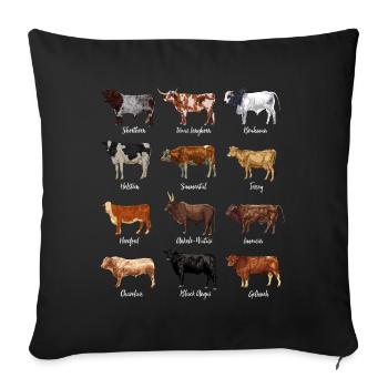 Cattle drawings - cow motif - Sofa pillowcase 17,3'' x 17,3'' (45 x 45 cm) - black - Front
