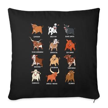 Verschiedene Kawaii Kühe - Sofakissenbezug 45 x 45 cm - Schwarz - Vorne
