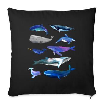 Whale Watercolor Drawings - Whales - Sofa pillowcase 17,3'' x 17,3'' (45 x 45 cm) - black - Front