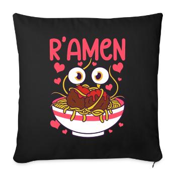 Monstre spaghetti volant FSM Pastafarian - Housse de coussin décorative 45 x 45 cm - noir - Devant
