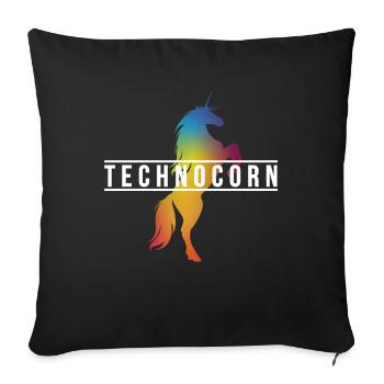 EDM Technocorn Unicorn Festival Music - Sofa pillowcase 17,3'' x 17,3'' (45 x 45 cm) - black - Front