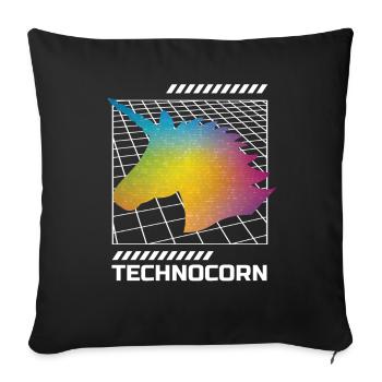 EDM Technocorn Unicorn Festival Music - Sofa pillowcase 17,3'' x 17,3'' (45 x 45 cm) - black - Front