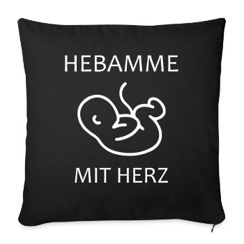 Hebamme mit Herz Baby eine Hebamme - Sofakissenbezug 45 x 45 cm - Schwarz - Vorne