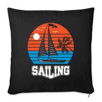 SAILING BOAT SAIL SHIP SEGELSCHIFF - Sofa pillowcase 17,3'' x 17,3'' (45 x 45 cm) - black - Front