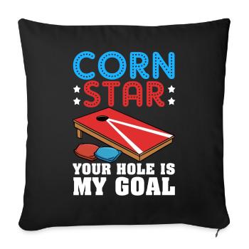 Drôle de trou de maïs Cornhole - Housse de coussin décorative 45 x 45 cm - noir - Devant