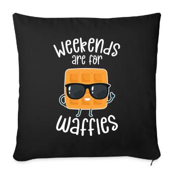 Les week-ends sont pour les gaufres - Housse de coussin décorative 45 x 45 cm - noir - Devant