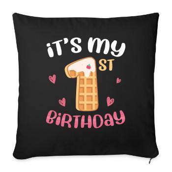 C’est ma gaufre de 1er anniversaire - Housse de coussin décorative 45 x 45 cm - noir - Devant
