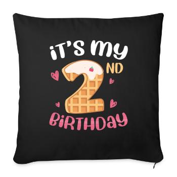 C’est ma gaufre de 2e anniversaire - Housse de coussin décorative 45 x 45 cm - noir - Devant