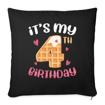 Gaufre du 4e anniversaire - Housse de coussin décorative 45 x 45 cm - noir - Devant