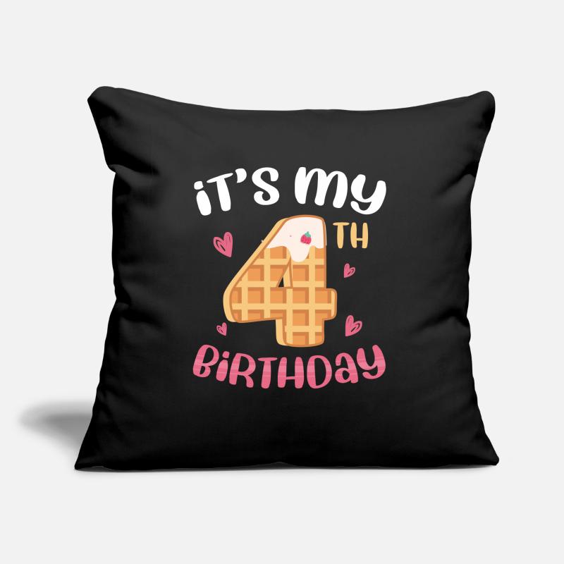 Gaufre du 4e anniversaire Housse de coussin décorative 45 x 45 cm